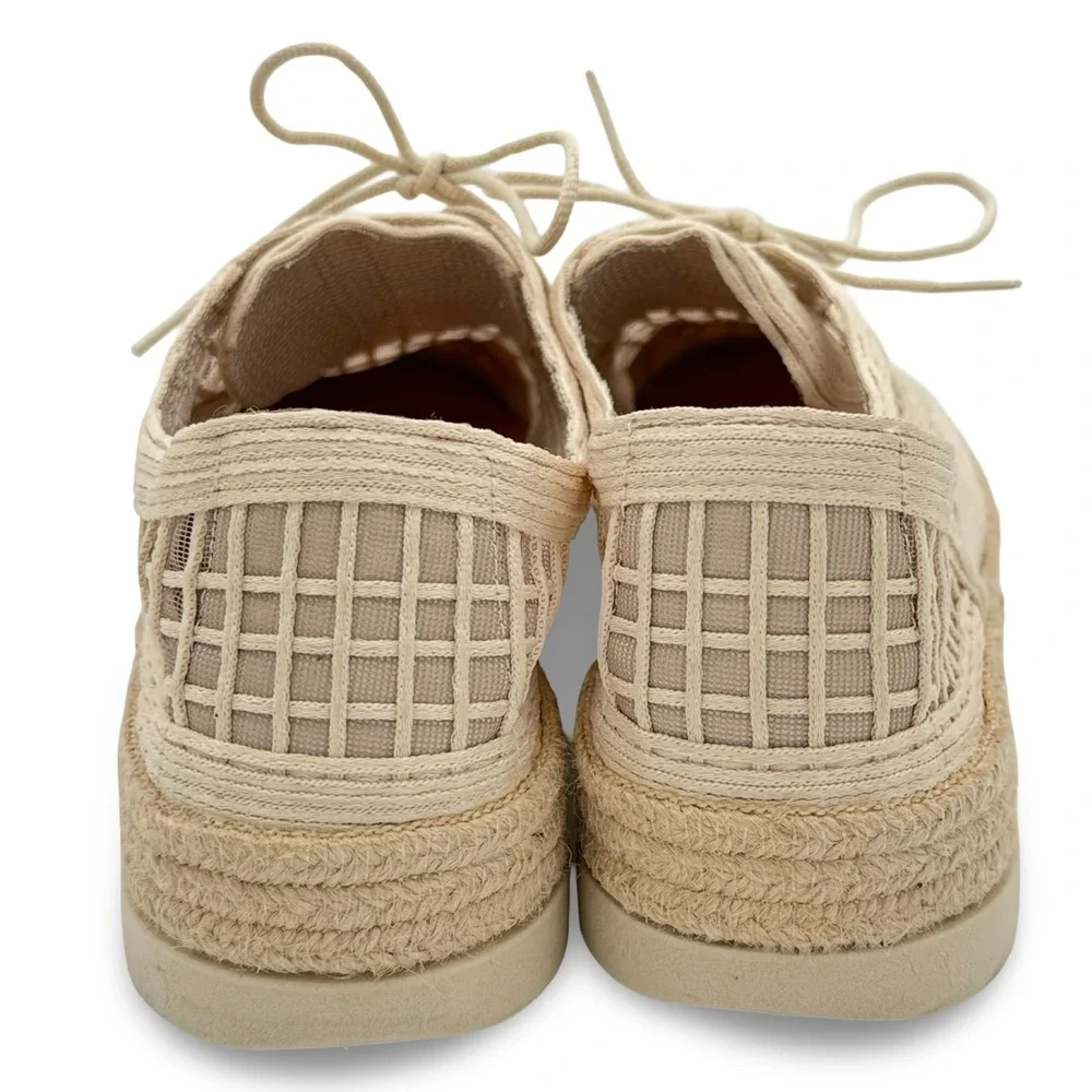 Love Rio Women Elsie Espadrille Sneakers 10 Natural Woven Lattice Lace Up Brazil